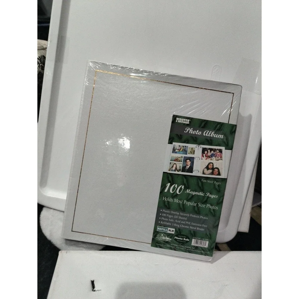 NEW Pioneer Photo Album Book 100 Magnetic Pages White 3 Ring Photo Safe Binder